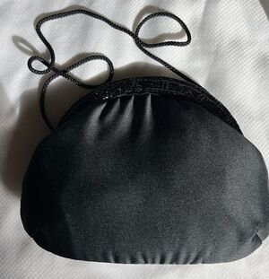 Black Embellished Beaded Clutch/ Crossbody Purse